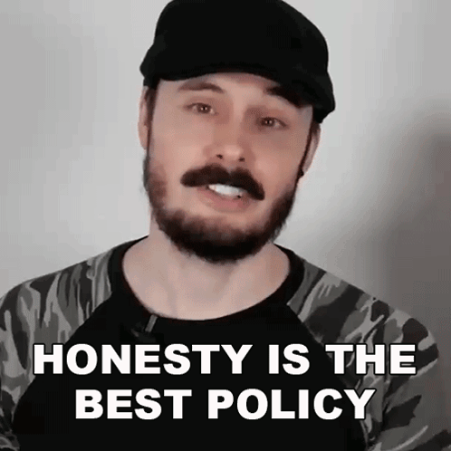 A Man With A Beard Is Wearing A Hat And A Shirt That Says Honesty Is The Best Policy GIF
