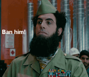 Bearded Man Wearing Hat And Tie Ban Him GIF