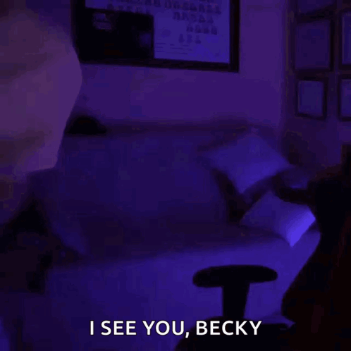 A Man With A Beard Is Wearing A Monday Shirt And Says I See You Becky GIF
