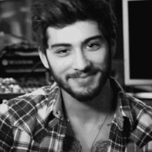 A Man With A Beard Is Wearing A Plaid Shirt And Smiling . GIF