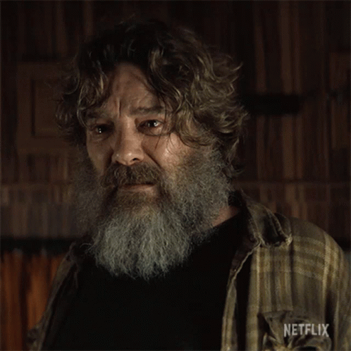 A Man With A Beard Is Wearing A Plaid Shirt That Says Netflix GIF