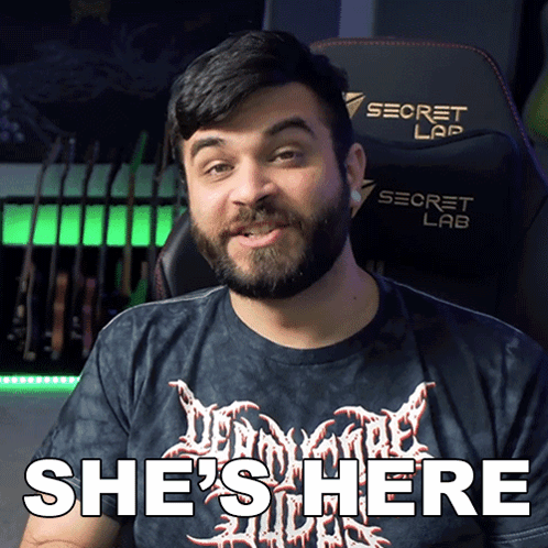 A Man With A Beard Is Wearing A Secret Lab Chair GIF