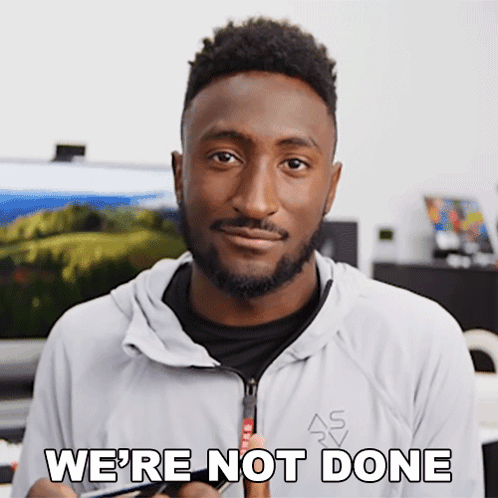 A Man With A Beard Is Wearing A White Jacket And Says We 'Re Not Done GIF