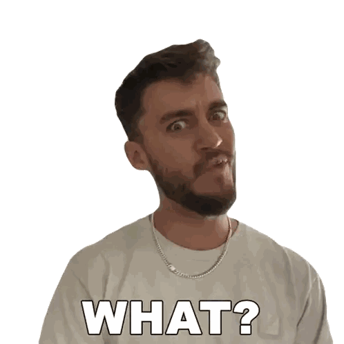 a man with a beard is wearing a white shirt that says what on it