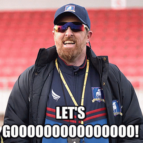 A Man With A Beard Is Wearing Sunglasses And A Jacket That Says Let 'S Gooooooo GIF