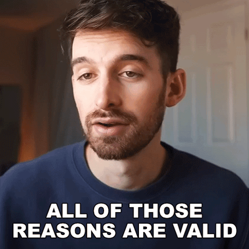 A Man With A Beard Says All Of Those Reasons Are Valid In Front Of Him GIF