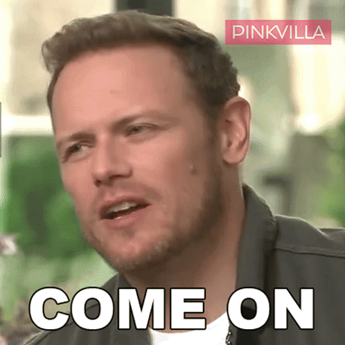 A Man With A Beard Says Come On In Front Of A Pink Villa Logo GIF