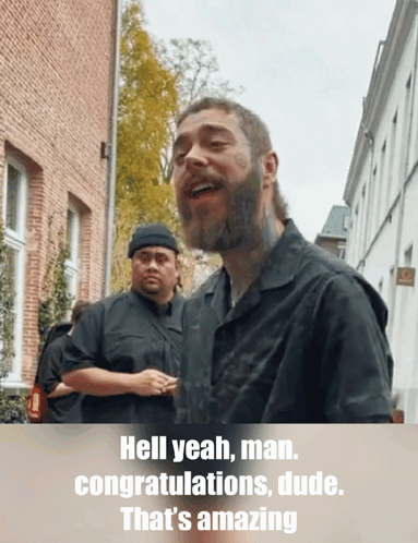 A Man With A Beard Says Hell Yeah Man Congratulations Dude That Is Amazing GIF