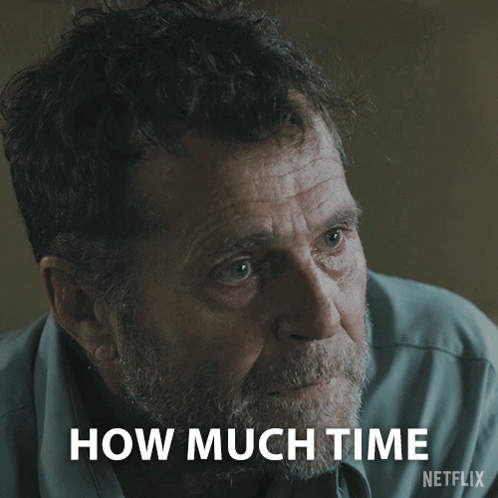 A Man With A Beard Says How Much Time In White Letters GIF