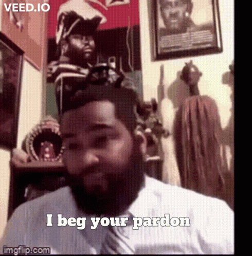 A Man With A Beard Says I Beg Your Pardon In A Video GIF