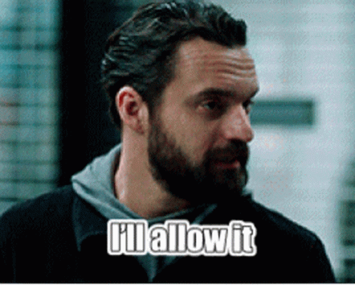 A Man With A Beard Says " I 'Ll Allow It " In Front Of Him GIF