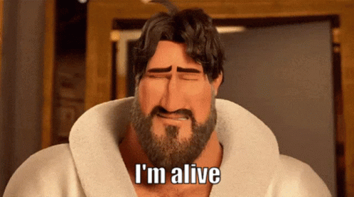 A Man With A Beard Says I 'M Alive With His Eyes Closed GIF