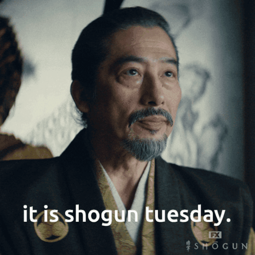 a man with a beard says " it is shogun tuesday fx shogun "