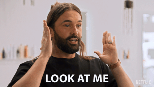 A Man With A Beard Says Look At Me GIF