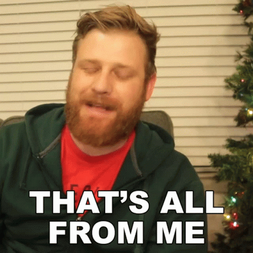 A Man With A Beard Says That 'S All From Me In Front Of A Christmas Tree GIF