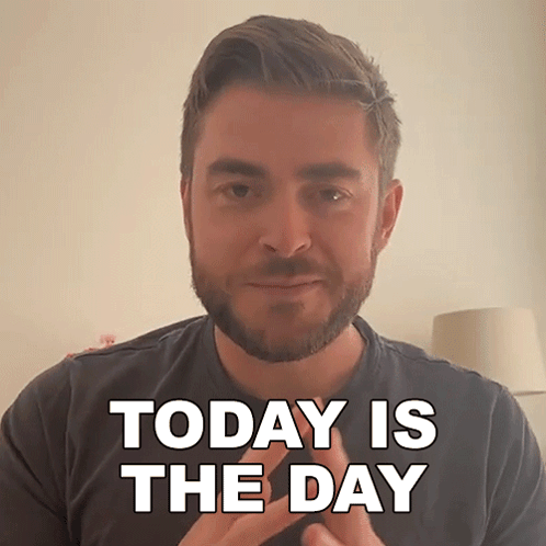 A Man With A Beard Says Today Is The Day With His Hands GIF