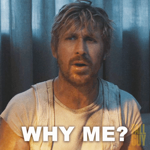 A Man With A Beard Says Why Me GIF