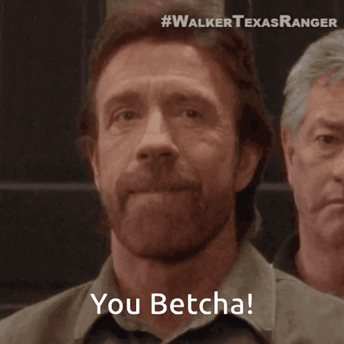 A Man With A Beard Says " You Betcha " In Front Of Two Other Men GIF