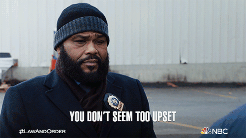 A Man With A Beard Says " You Don 'T Seem Too Upset " In A Parking Lot GIF