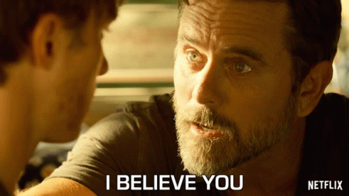 A Man With A Beard Talks To Another Man With The Words I Believe You On The Bottom GIF