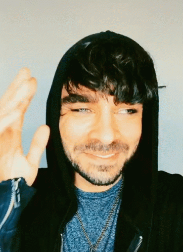A Man With A Beard Wearing A Black Hooded Jacket GIF