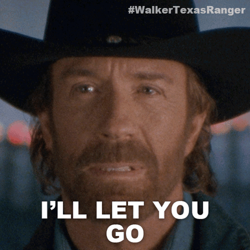 A Man With A Beard Wearing A Cowboy Hat Says I 'Ll Let You Go GIF