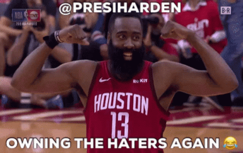 A Man With A Beard Wearing A Houston 13 Jersey GIF