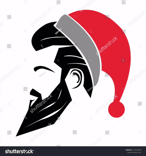 A Man With A Beard Wearing A Red Santa Hat GIF