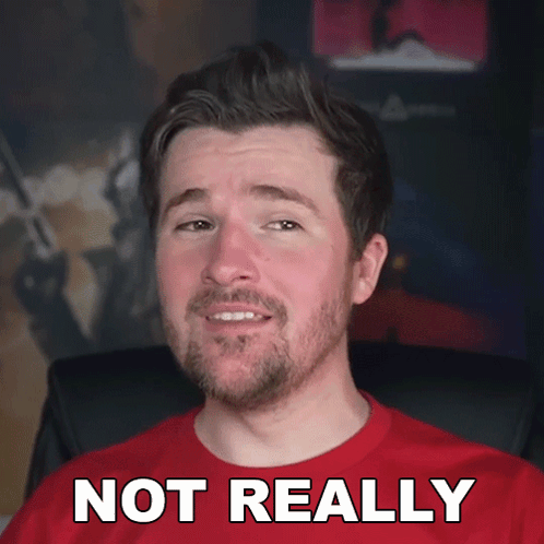 A Man With A Beard Wearing A Red Shirt That Says " Not Really " GIF