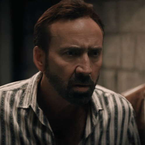 A Man With A Beard Wearing A Striped Shirt Is Looking At The Camera GIF
