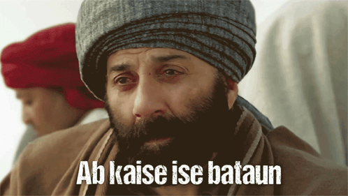 A Man With A Beard Wearing A Turban And The Words Ab Kaise Ise Bataun GIF