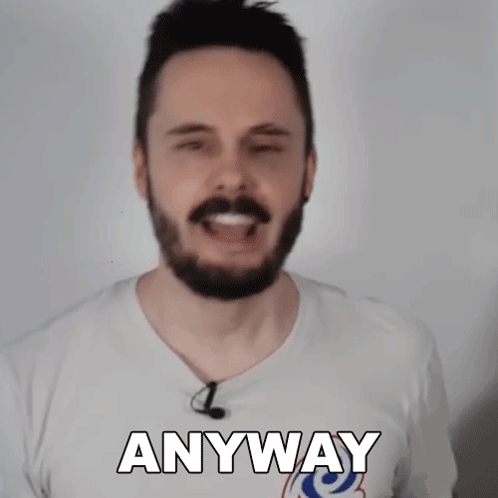 Man With Beard Wearing White Shirt Saying Anyway GIF
