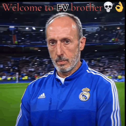A Man With A Beard Wearing An Adidas Jacket GIF