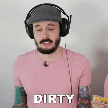 Bearded Man With Headphones And Hat Says Dirty GIF