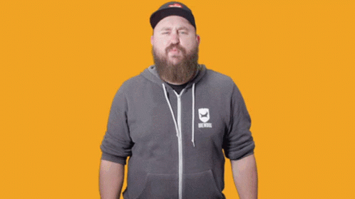 A Man With A Beard Wears A Hoodie That Says Beard On It GIF