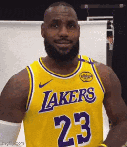 A Man With A Beard Wears A Yellow Lakers Jersey GIF