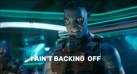 A Man With A Blue Face And The Words I Ain T Backing Off GIF