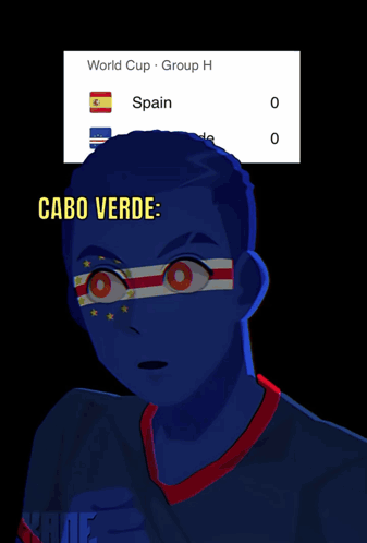 A Man With A Blue Face Painted With The Cabo Verde Flag GIF