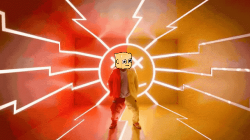 A Man With A Box On His Head Is Dancing In A Room GIF