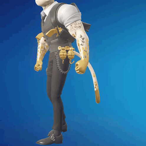 A Man With A Cat 'S Head Is Wearing A Suit And Gloves GIF