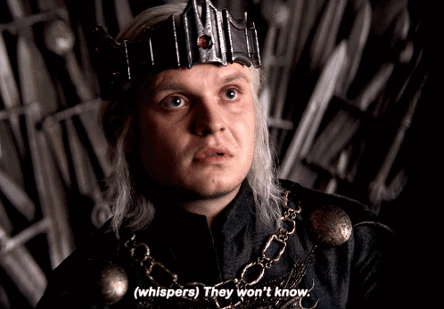 A Man With A Crown On His Head Is Saying " Whispers They Won 'T Know " GIF