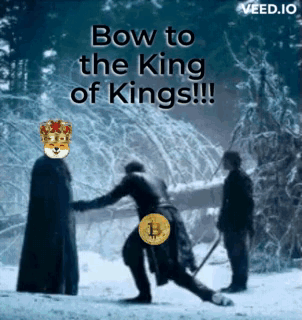 A Man With A Crown On His Head Is Standing Next To A Man With A Coin That Says B On It .. GIF