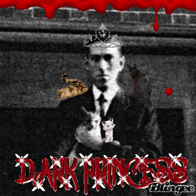 A Man With A Crown On His Head Is Surrounded By Cats And The Words Dark Princess GIF