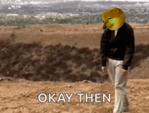 A Man With A Dog On His Head And The Words Okay Then GIF