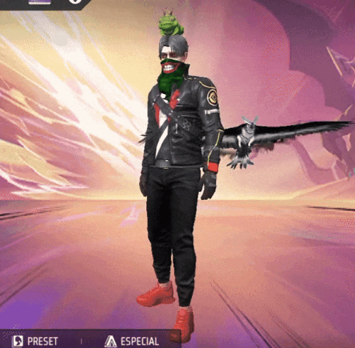 A Man With A Frog On His Head Stands In Front Of An Eagle And A Preset Button GIF
