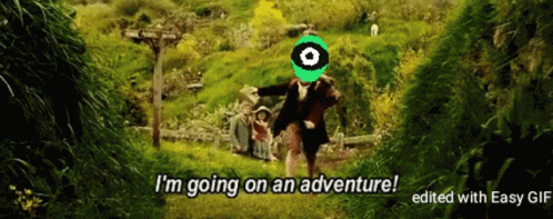 A Man With A Green Eye Says I 'M Going On An Adventure Edited With Easy GIF
