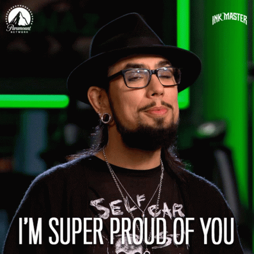 A Man With A Hat And Glasses Says I 'M Super Proud Of You GIF