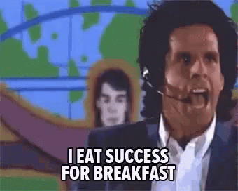 A Man With A Headset On Says I Eat Success For Breakfast GIF