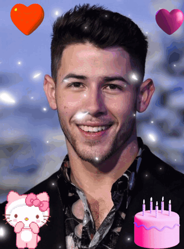 A Man With A Hello Kitty And A Birthday Cake GIF
