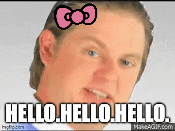 Man With Hello Kitty Bow Says Hello GIF